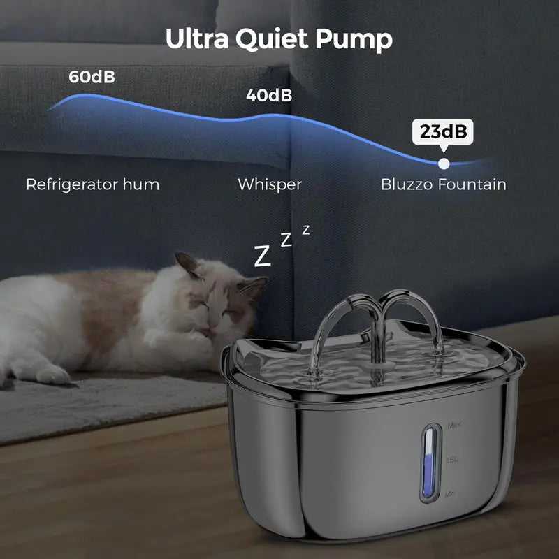 Stainless Steel Dual Outlet Pet Water Fountain, Cat Fountain, Pet Water Dispenser, Large Capacity Pet Drinking Bowl for Cats and Dogs, Pet Drinking Water Machine, Summer Essentials for Kitten