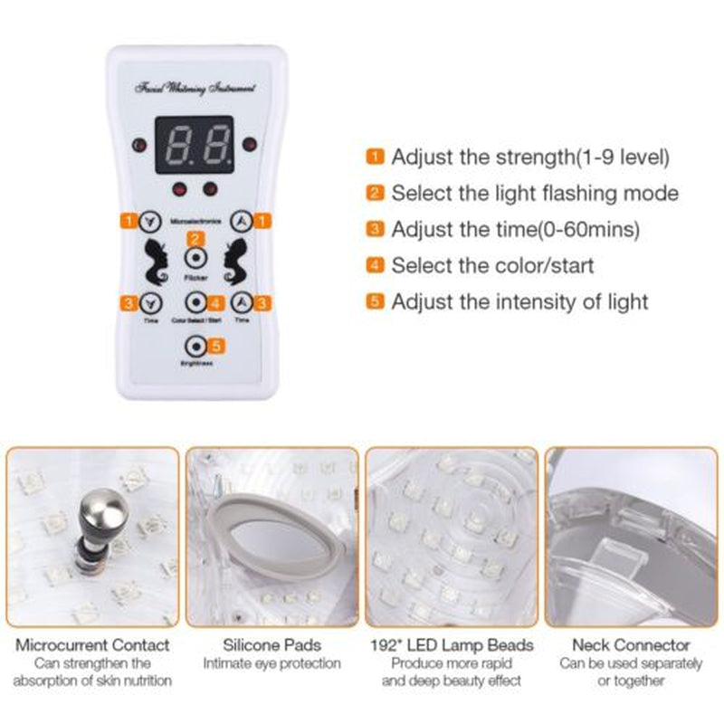 7 Colors LED Light Photon Face Neck Mask Rejuvenation Skin Wrinkles Therapy Mask