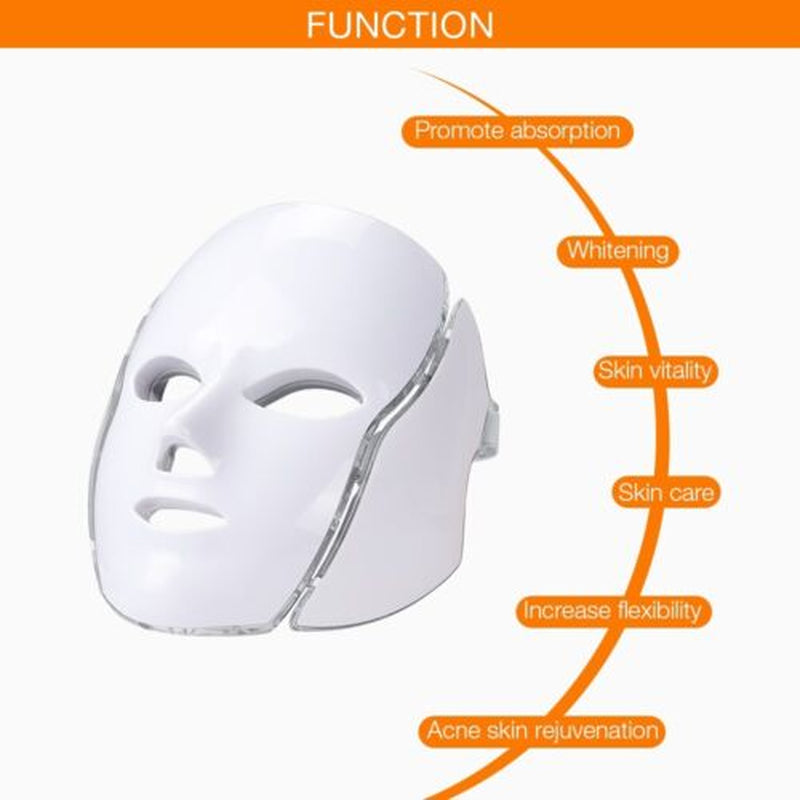 7 Colors LED Light Photon Face Neck Mask Rejuvenation Skin Wrinkles Therapy Mask