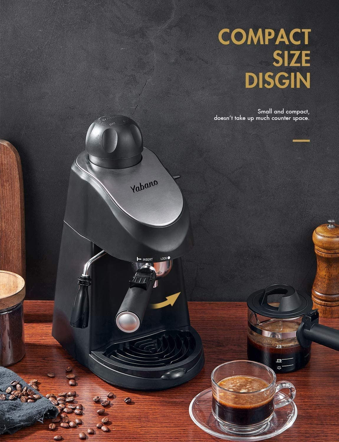 Espresso Machine, 3.5 Bar 4 Cup Steam Espresso Cappuccino Maker with Milk Frother, 800W, Black
