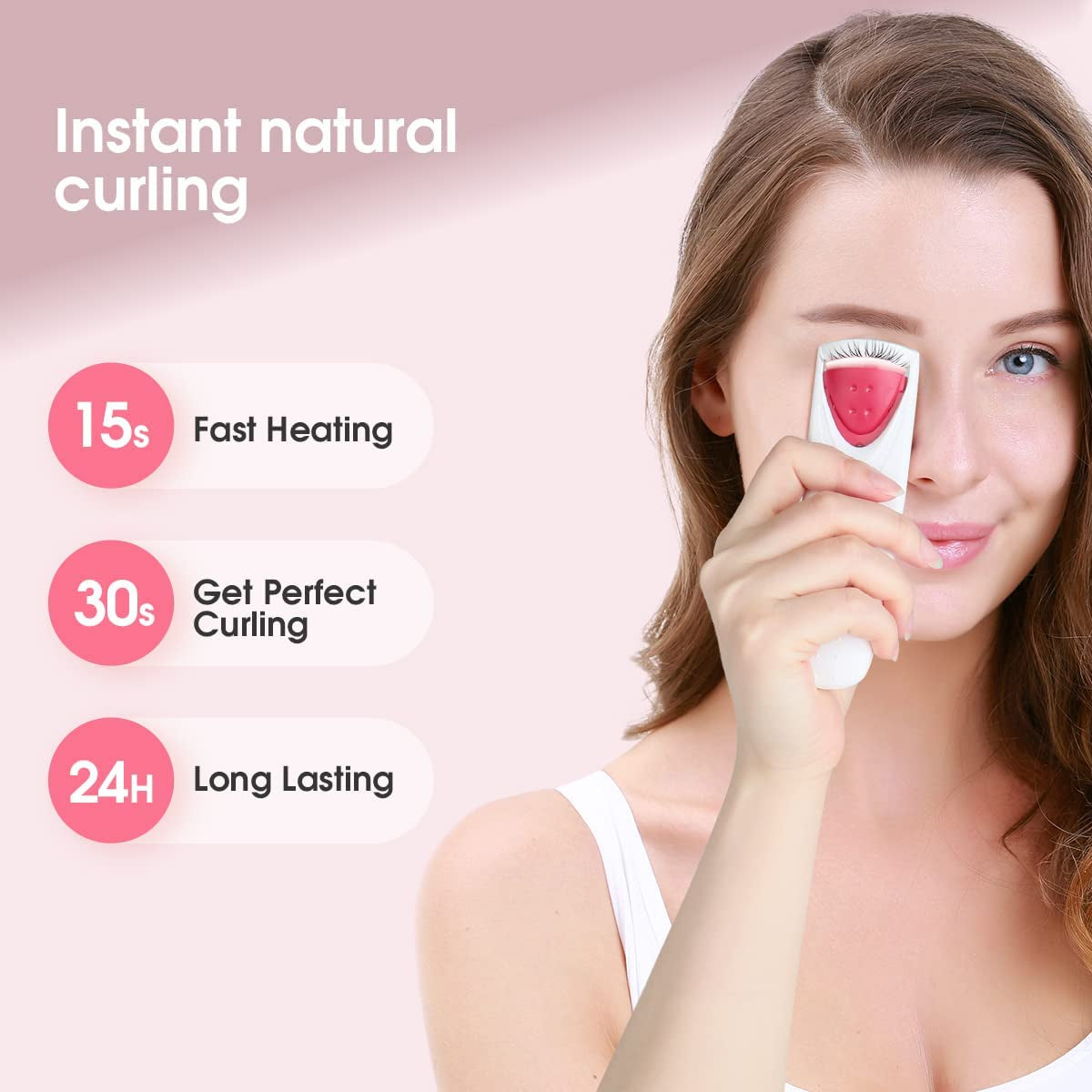 Professional Heated Eyelash Curler with Silicone Refill Pad Curling Tool for Women Long Lasting Eyelashes TB-2003B
