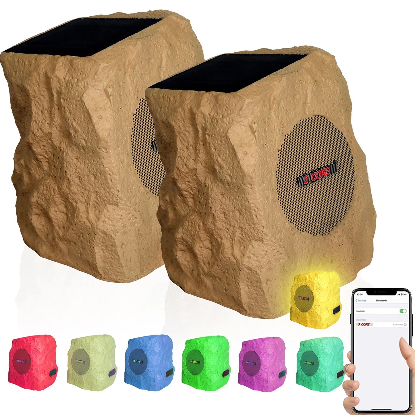 5Core Outdoor Speakers Bluetooth Waterproof Wireless Linkable TWS 10W Pool Patio Garden Rock Subwoofer