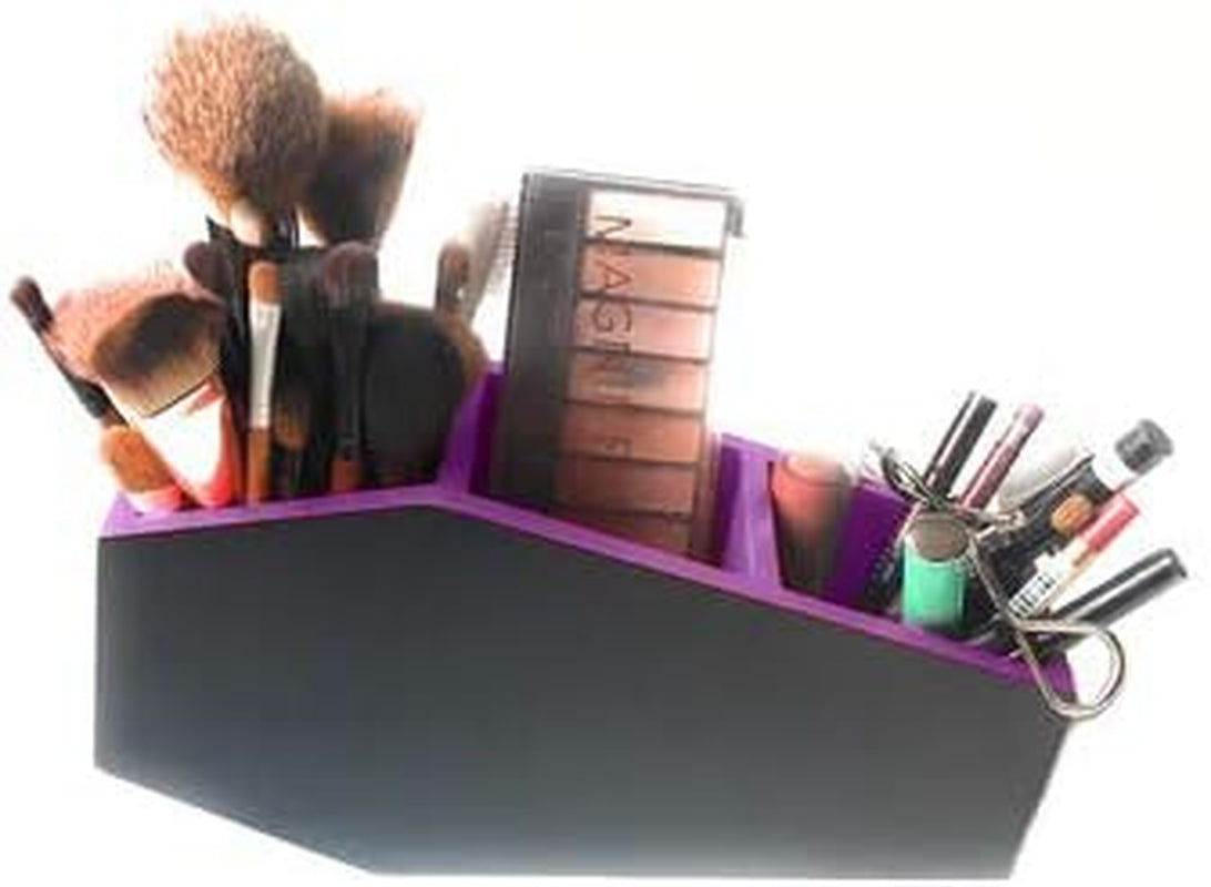 Purple Coffin Makeup Brush Holder |3-Compartment Vanity Organizer and Desk Storage for Lipstick & Eyeshadow Pen| Skincare Cosmetic Display Cases for Bathroom