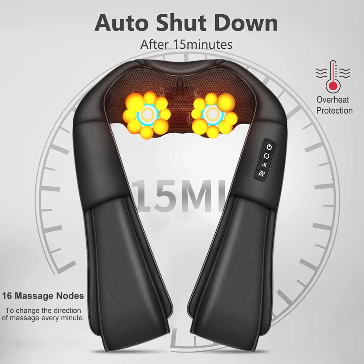 Shiatsu Neck and Back Massager with Soothing Heat, Electric Deep Tissue 3D Kneading Massage Pillow for Shoulder, Leg, Body Muscle Pain Relief, Home, Office, and Car Use