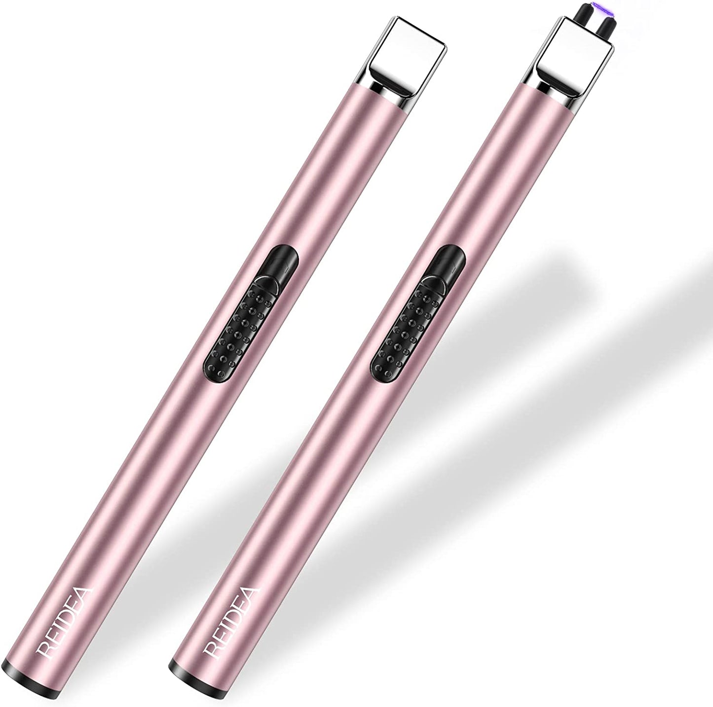 Electronic Candle Lighter Arc Windproof Flameless USB Rechargeable Lighter with Safe Button for Home Kitchen Champagne Gold
