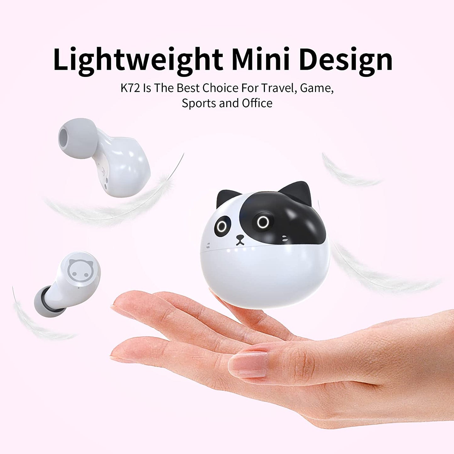 Wireless Earbuds,Cartoon Wireless Bluetooth 5.0 Headset Built-In Mic,Cute Panda Earbuds,Ipx5 Waterproof Headphones,Wireless Sports Earphones,36H Playtime Hifi Stereo Deep Bass Earbuds