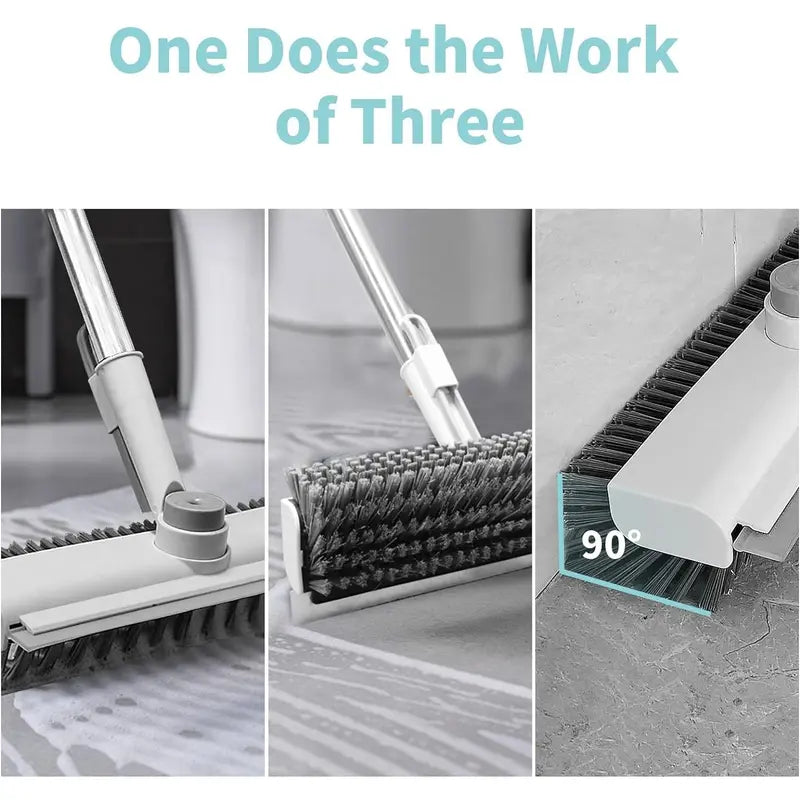 Floor Scrub Brush with Long Handle, Cleaning Brush,3 in 1 Scrape and Heavy-Duty Stiff Bristle Scrubber Brush for Cleaning Shower Bathroom, Patio, Garage, Kitchen, Wall and Deck,Mother'S Day Gift