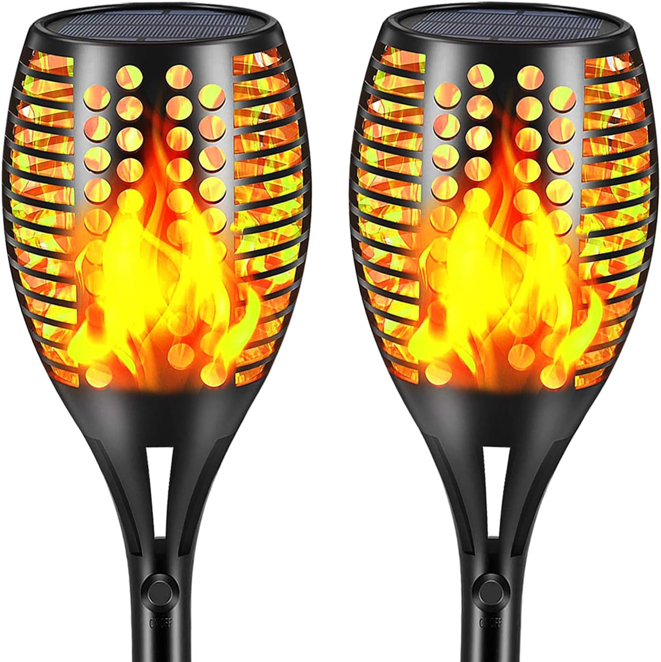 Upgraded Larger Solar Torch Lights, Waterproof Outdoor Dancing Flames Light, Flickering Flames Garden Lights, Landscape Decoration Pathway Patio Lights 43" 96 LED (4 Pack)