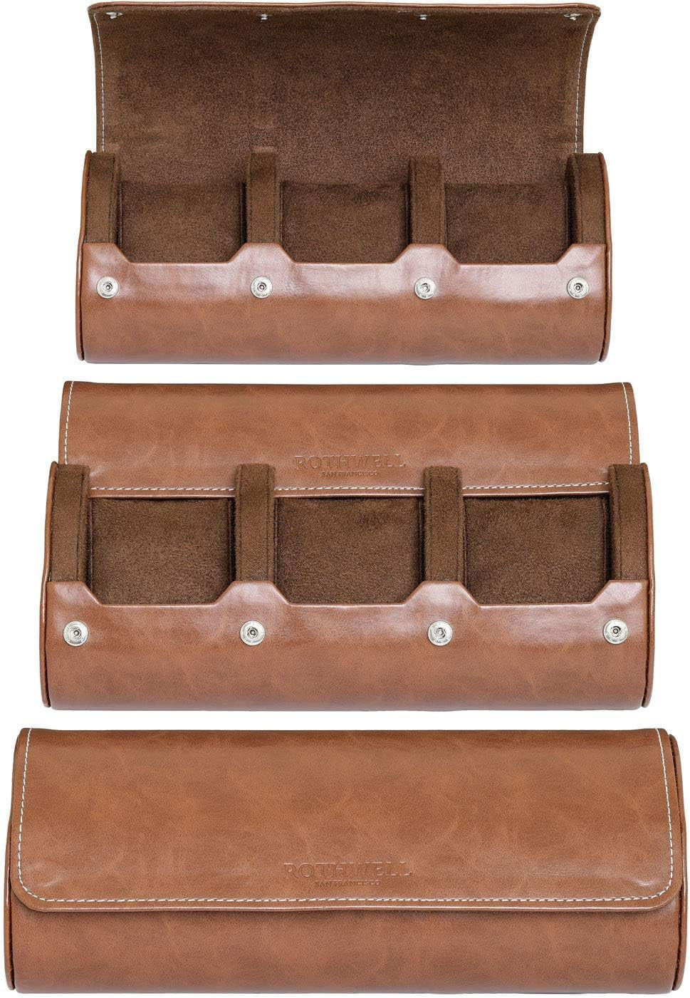 Watch Roll Travel Case for 3 Watches | Tough Portable Protection, Fits All Wrist Watches & Smart Watches up to 50Mm (Tan/Brown)