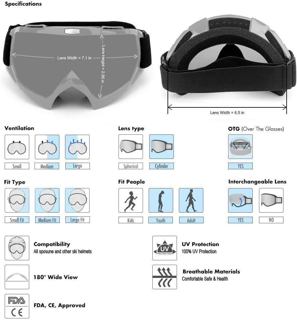Motocross Motorcycle Goggles Bike off Road Racing Goggle Anti-Scratch Dustproof Bendable UV400