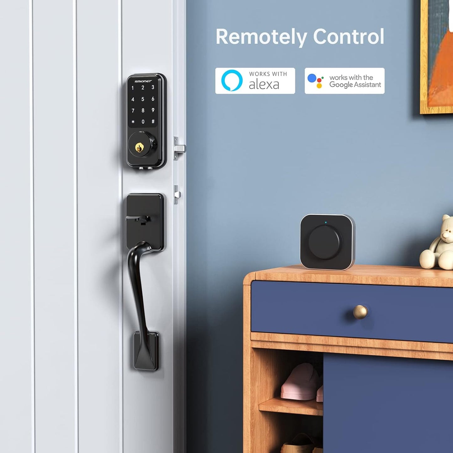 Smart Door Lock, Wifi Smart Locks Keyless Entry Door Lock Digital Electronic Keypad Deadbolt Bluetooth Touchscreen Auto Lock with Gateway Hub Work with Alexa for Home Security