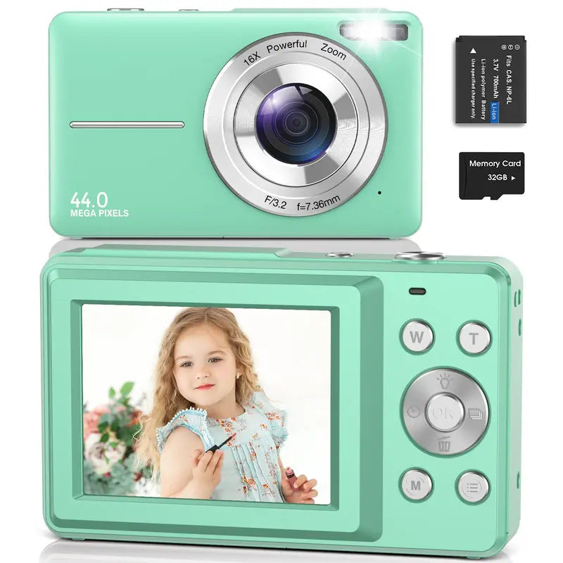44MP Photo & 16X Digital Zoom Digital Camera for Summer, 1080P Digital USB Charging Cameras with 32GB Memory Card, Suitable for Camera Novices, Digital Camera for Photos, Easy Operation & Portable Camera, Back to School Gifts