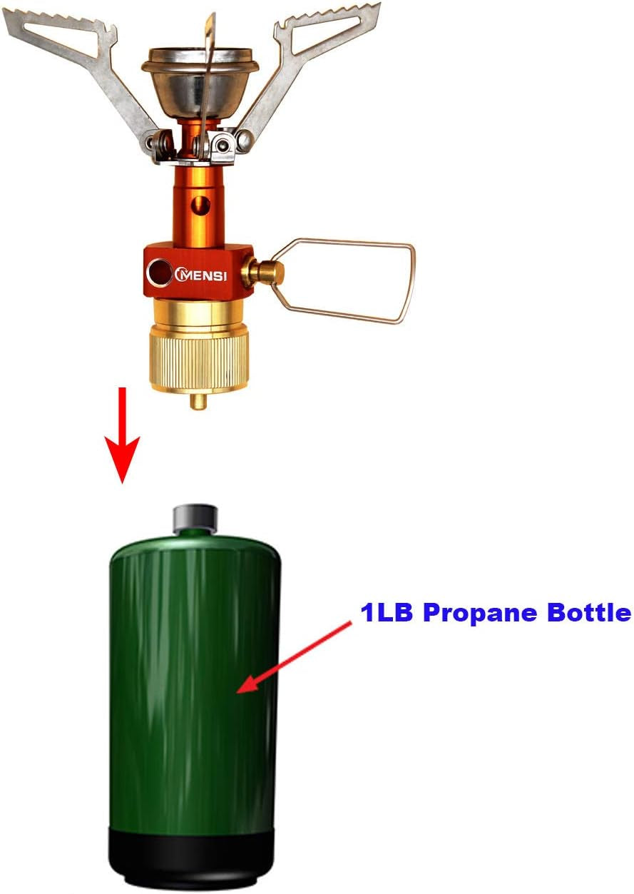New Outdoor Backpack Gas Portable Camping Pocket Stove with 1LB Propane Bottle Tank Adapter (Orange)