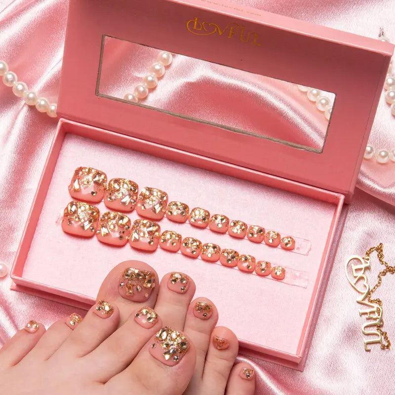 20PCS SIZE FREE Lovful Acrylictoes Handmade Press on Feet Nails Pedicure Acrylicnailtoes (RY)