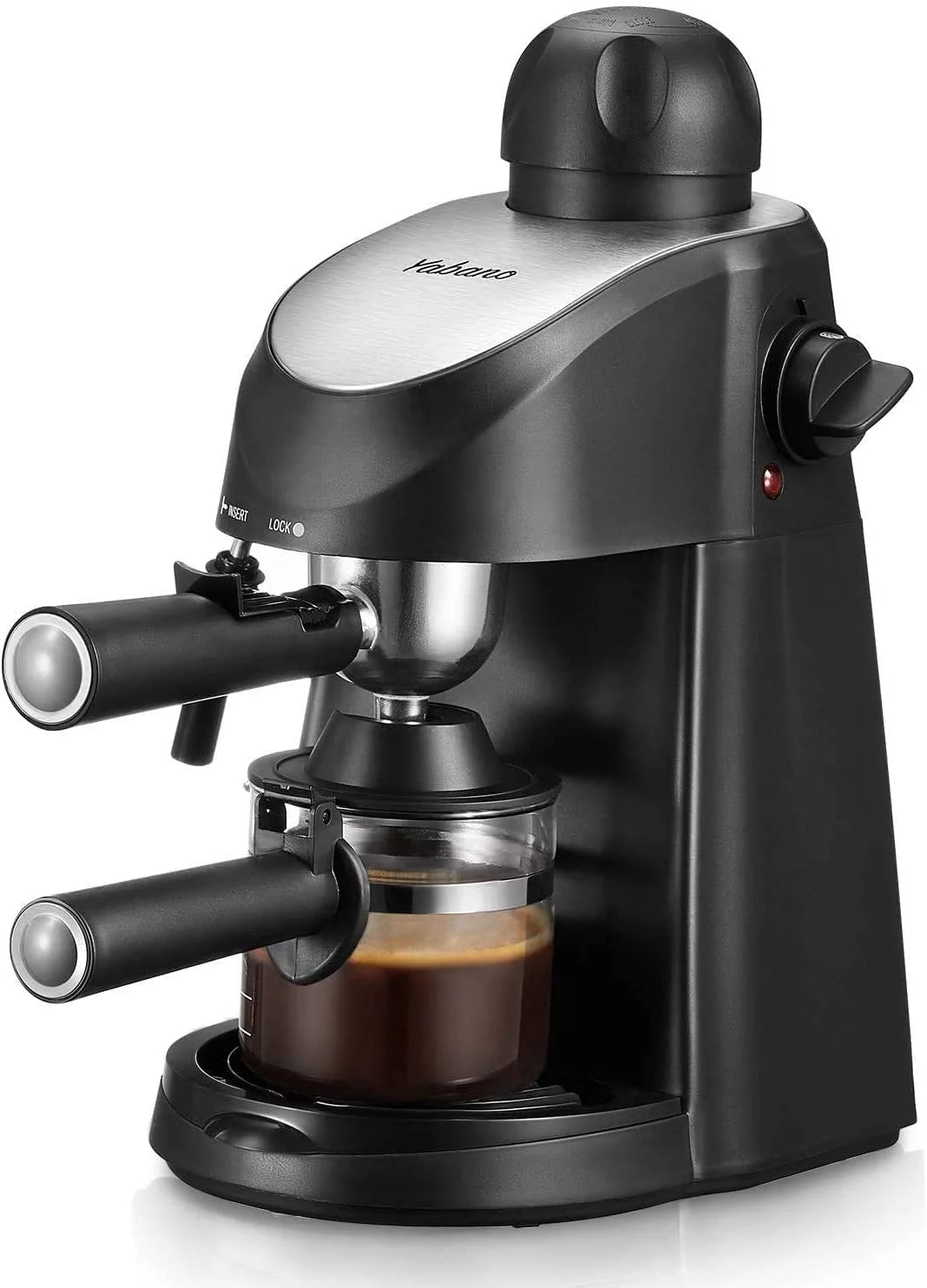 Espresso Machine, 3.5 Bar 4 Cup Steam Espresso Cappuccino Maker with Milk Frother, 800W, Black