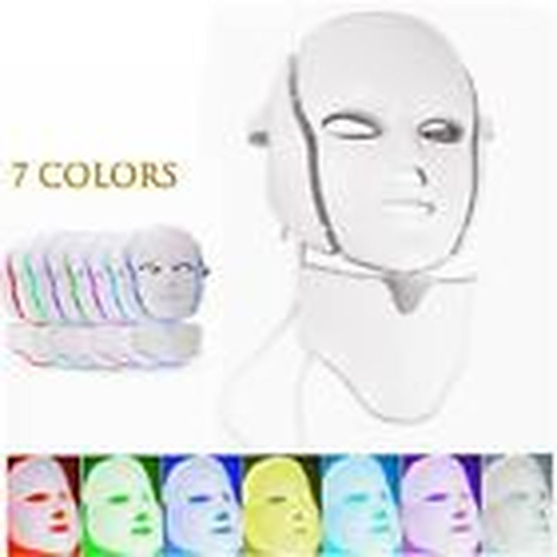 7 Colors LED Light Photon Face Neck Mask Rejuvenation Skin Wrinkles Therapy Mask