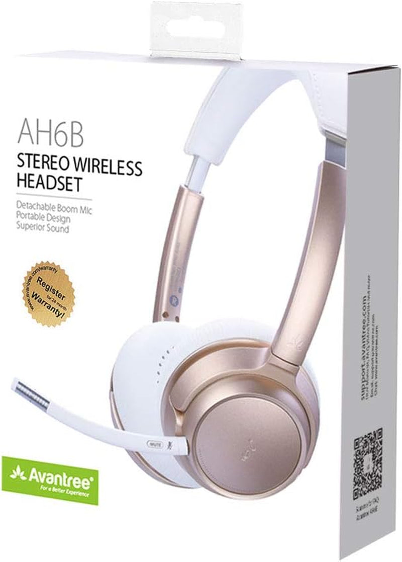 AH6B - Bluetooth 5.0 Wireless on Ear Headphones, Premium Sound, 22 Hrs Playtime, Soft Padding, Lightweight, Universal Compatible with Cell Phone, Tablet, PC, and Laptop, Champaign Gold