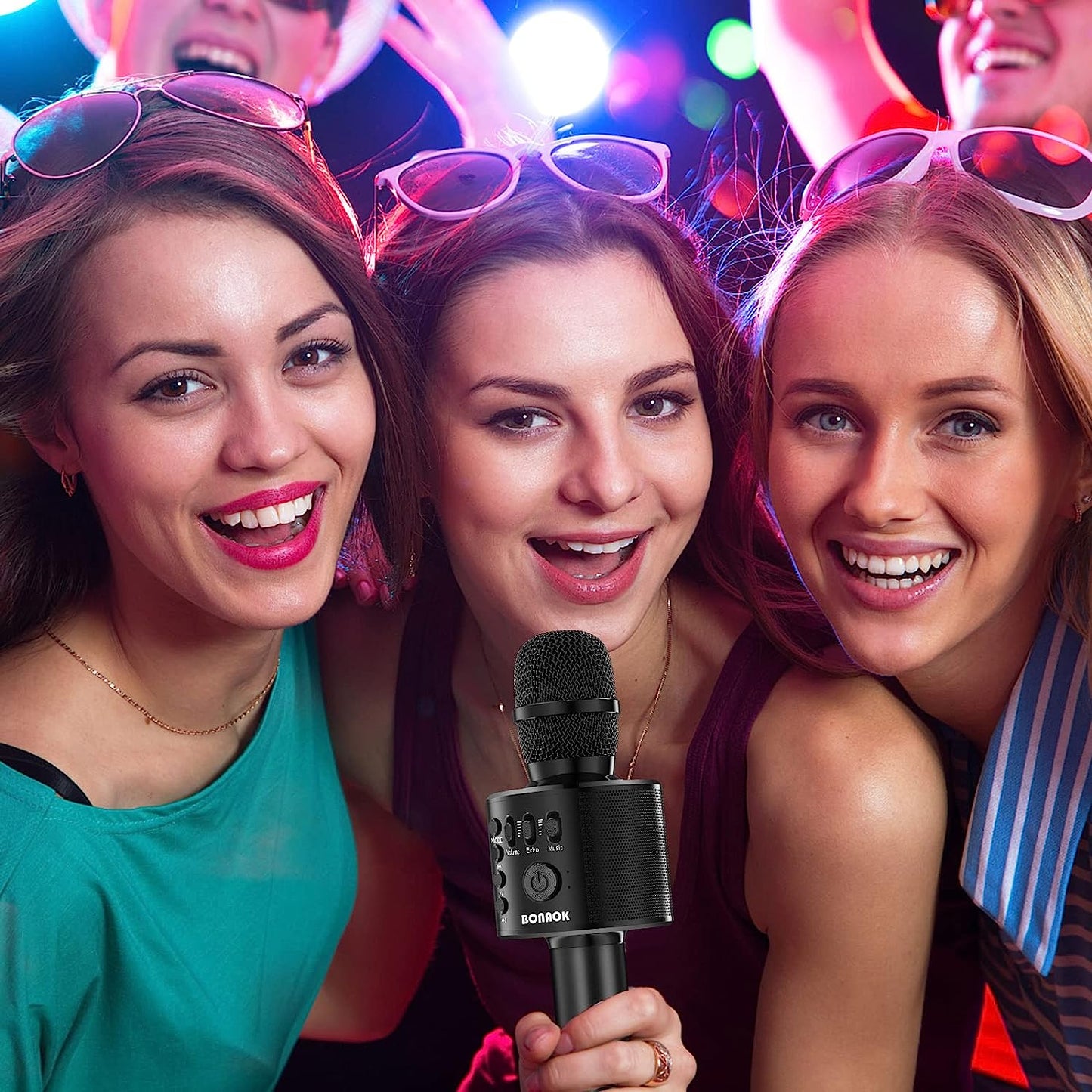Wireless Bluetooth Karaoke Microphone,3-In-1 Portable Handheld Karaoke Mic Speaker Machine Home Party Birthday for All Smartphones Q37 (Black)