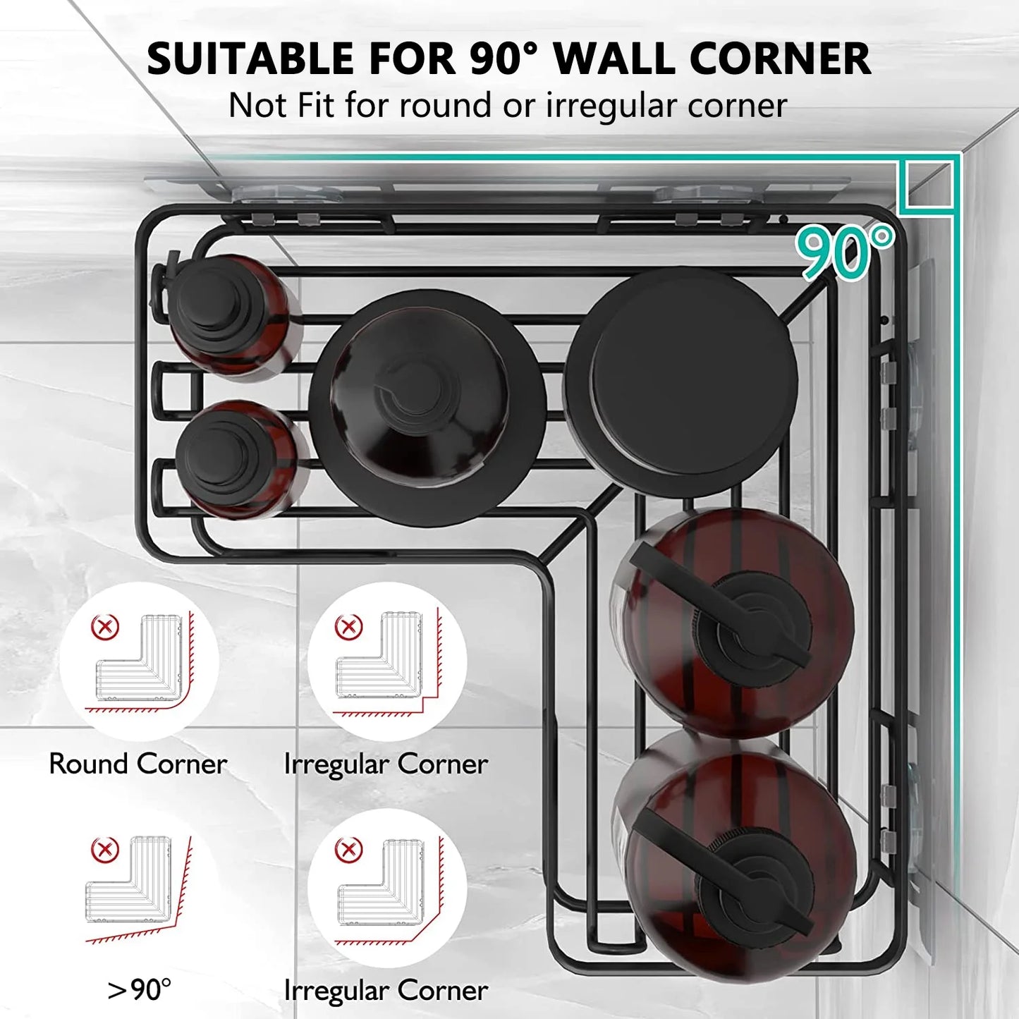 3 PCS Corner Shower Caddy Shower Organizer, 2 Tier Self-Adhesive Bathroom Organizer Shower Caddy Basket with Soap Holder, No Drilling Wall Mounted Rustproof Stainless Steel Shower Rack Black