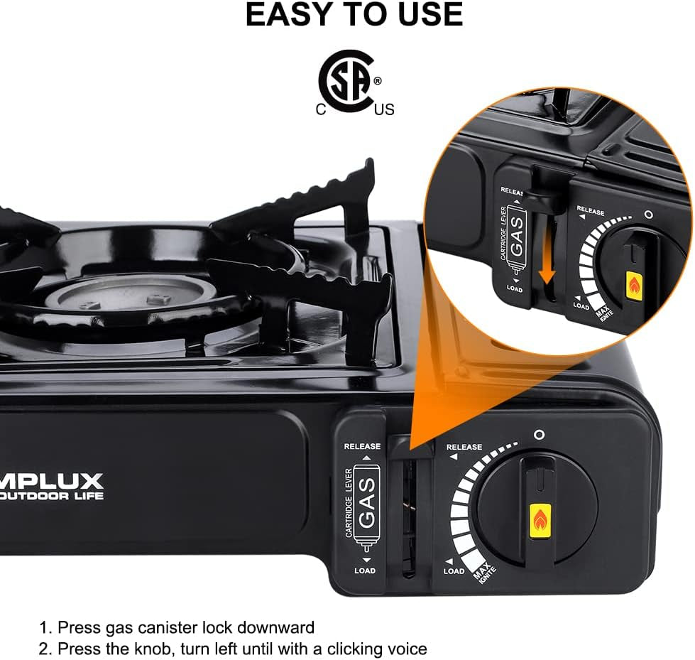 Dual Fuel Propane & Butane Stove with Carrying Case, Portable Camping Stoves with CSA Certification