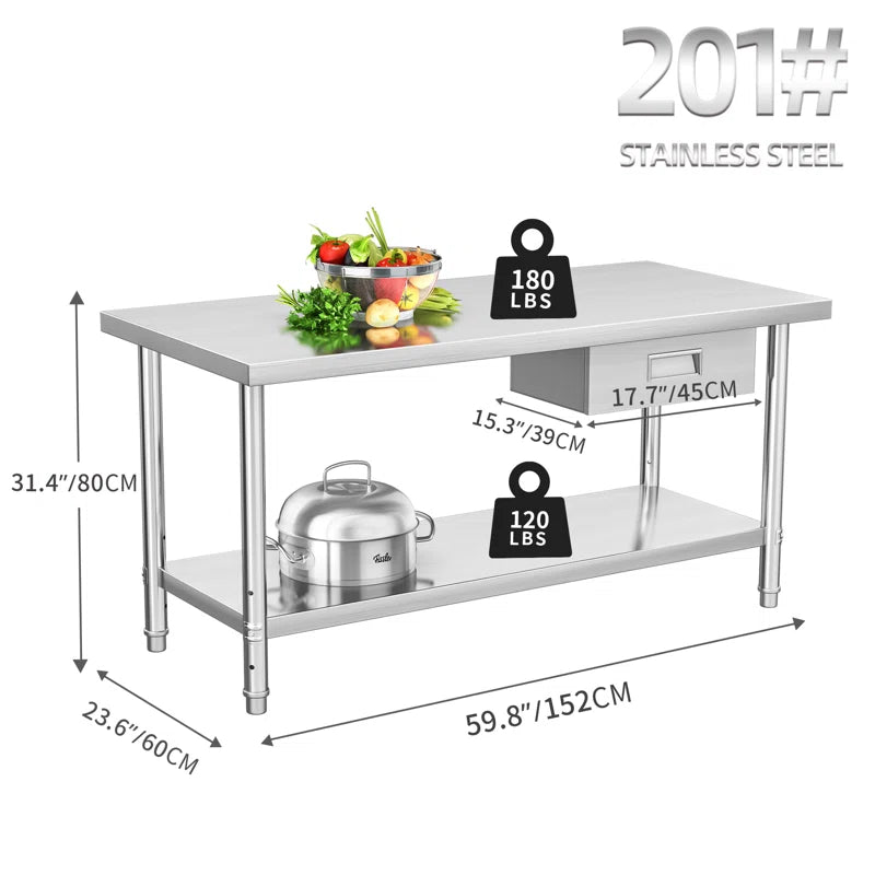 Stainless Steel 31.4'' H Work Table