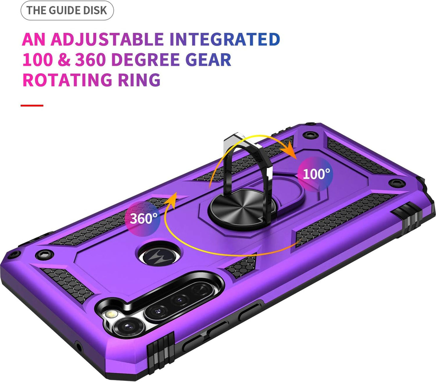 Moto G Stylus (2020) Case, Moto G Pro (2020) Case, with Tempered Glass Screen Protectors, Ring Kickstand Car Mount Shockproof Cover Case for Motorola Moto G Stylus/Pro, Purple