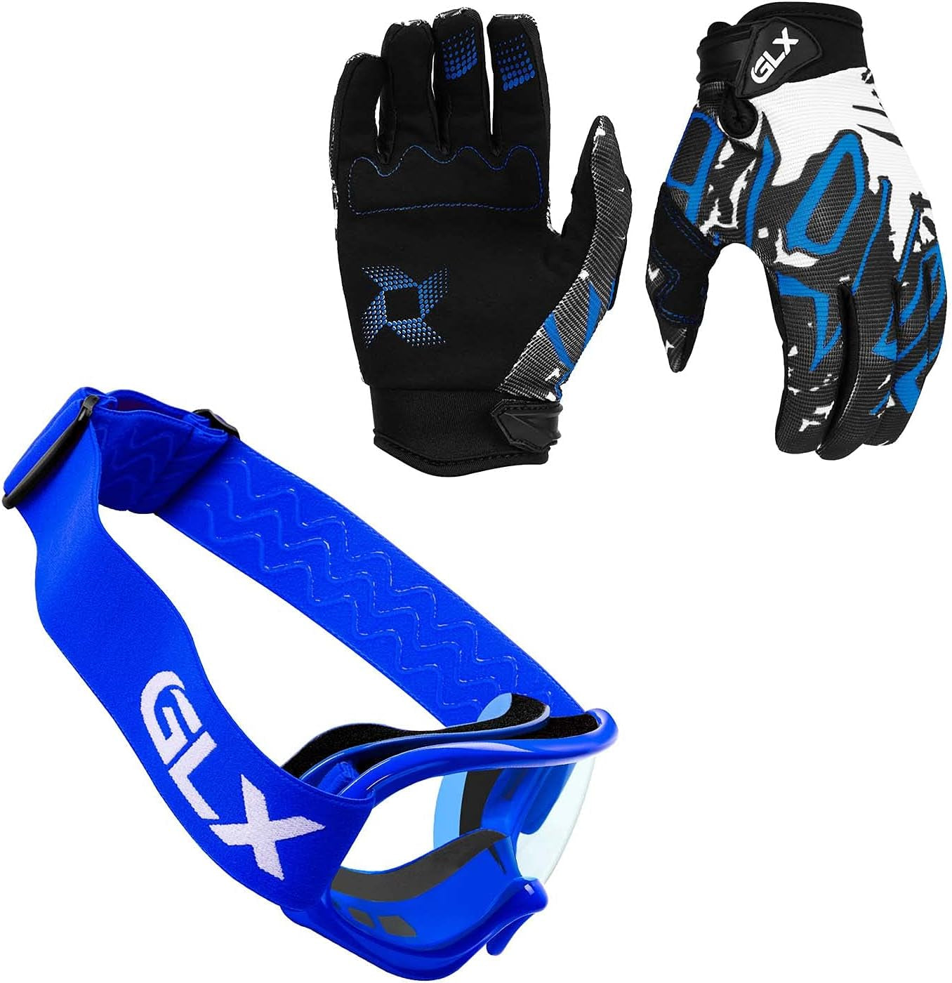 GX623 DOT Kids Youth ATV Off-Road Dirt Bike Motocross Motorcycle Full Face Helmet Combo Gloves Goggles for Boys & Girls (Modern, X-Large)