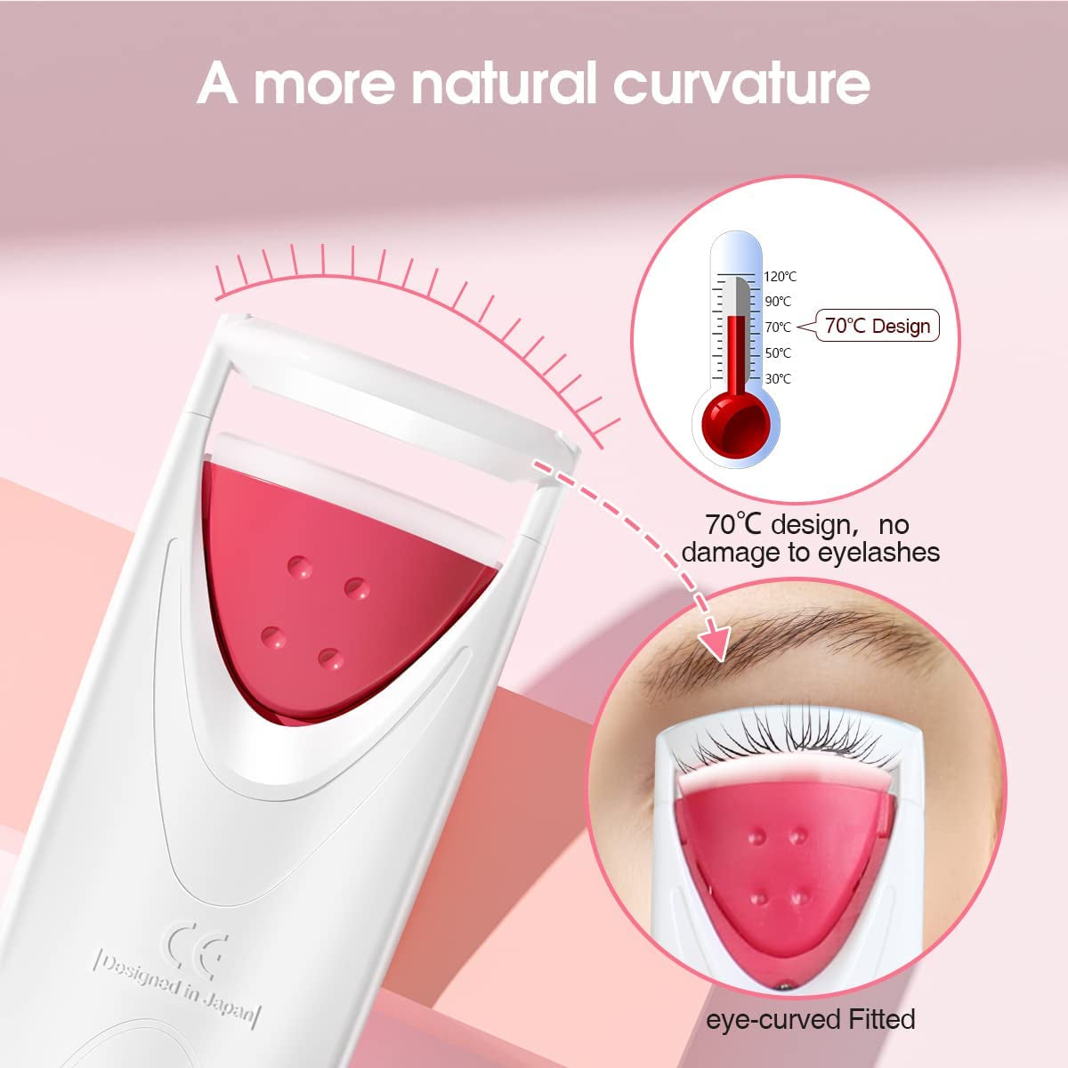 Professional Heated Eyelash Curler with Silicone Refill Pad Curling Tool for Women Long Lasting Eyelashes TB-2003B
