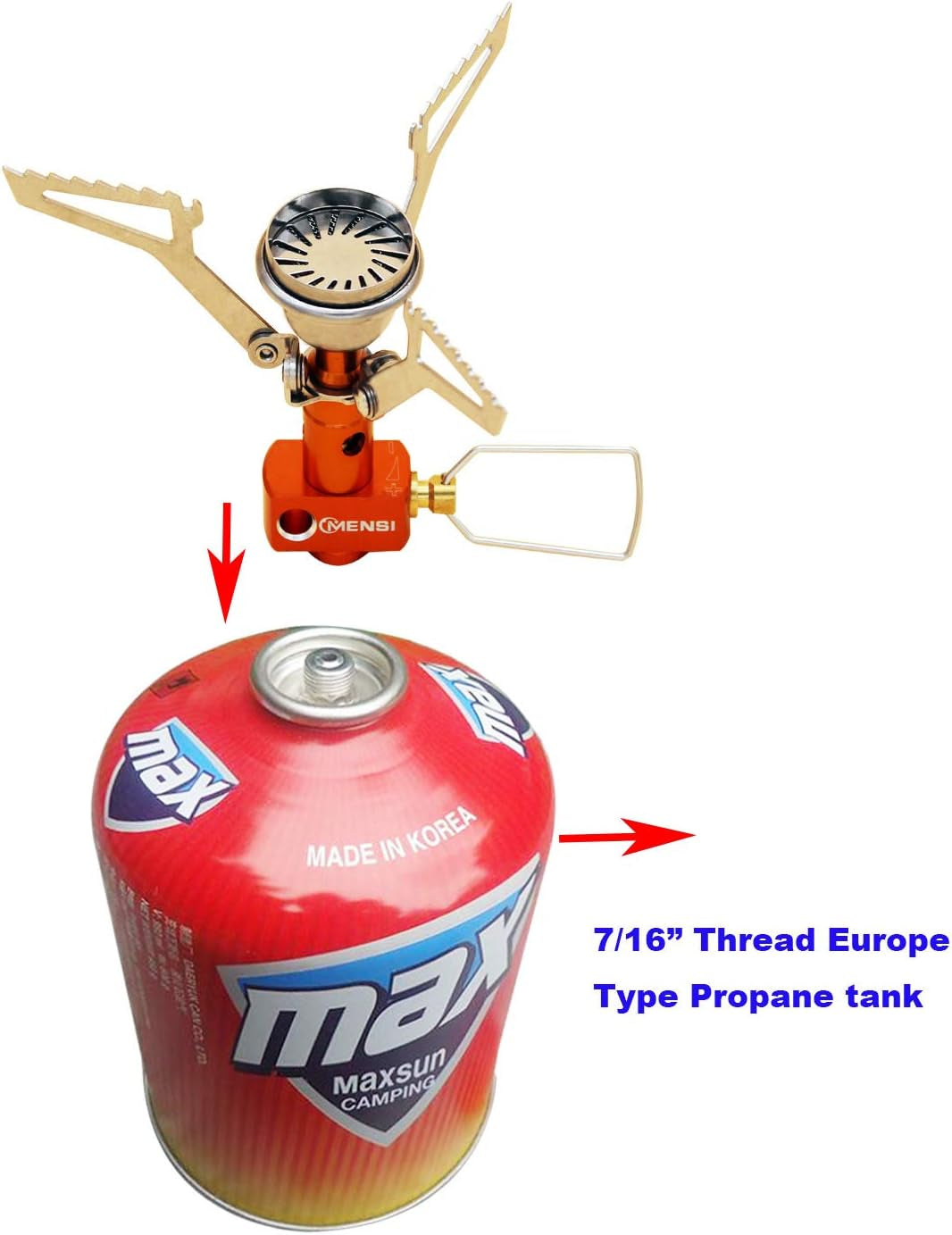 New Outdoor Backpack Gas Portable Camping Pocket Stove with 1LB Propane Bottle Tank Adapter (Orange)