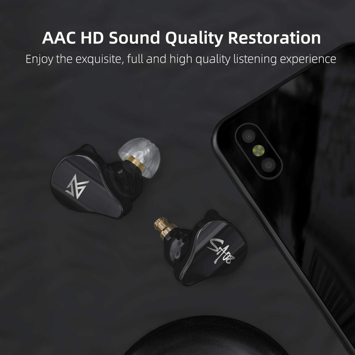 SA08 TWS True Wireless Bluetooth V5.0 Earphones 8BA Units Earbuds Touch Control Noise Cancelling Sport Headphone Gifts for Fathers, Mothers, Friends (Black)