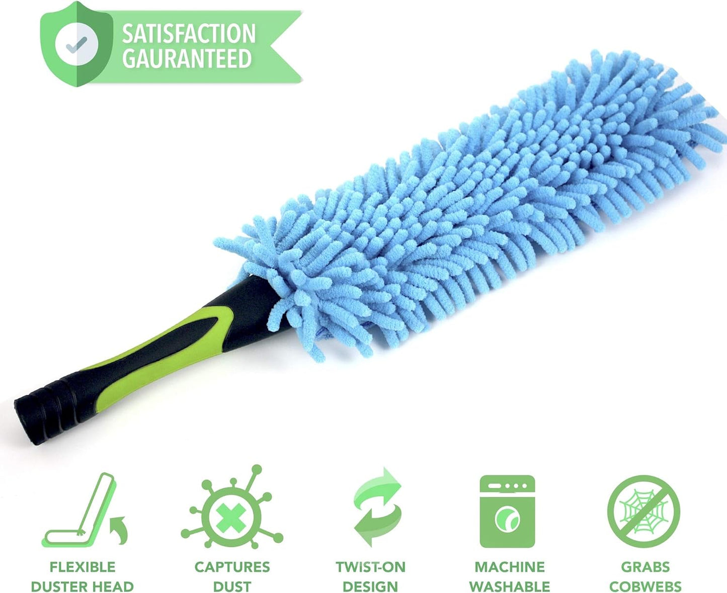 Duster 3-Pack | Hand-Packaged Cobweb Duster, Microfiber Feather Duster, Flexible Ceiling Fan Duster | Twists onto Standard 3/4 Inch Threaded Poles (Pole Sold Separately)(Soft Bristles)