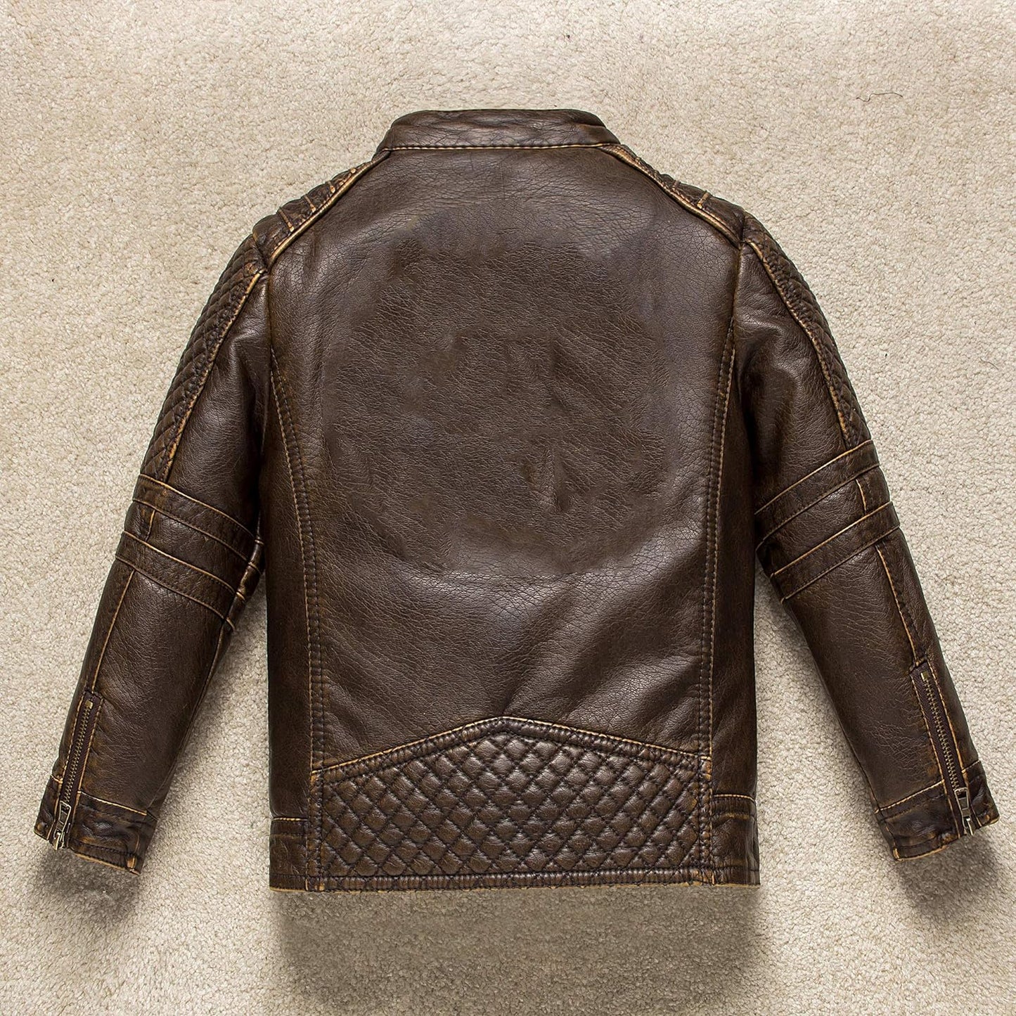 Boys Motorcycle Jacket Faux Leather Jackets for Kids Coats for Costume Party Waterproof