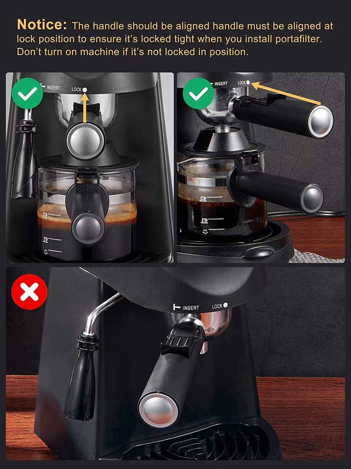 Espresso Machine, 3.5 Bar 4 Cup Steam Espresso Cappuccino Maker with Milk Frother, 800W, Black