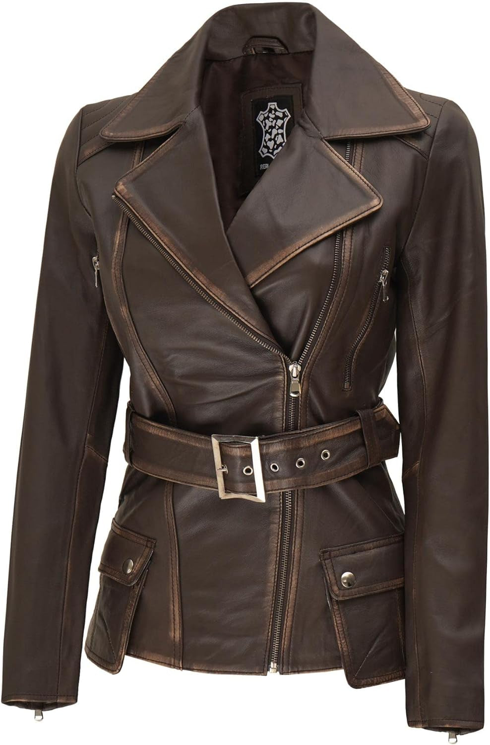 Leather Jacket Women - Real Lambskin Long Womens Leather Jacket