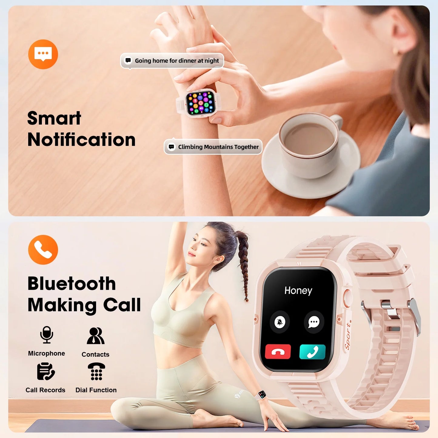 1.85 Inch Smart Watch for Women, Pink