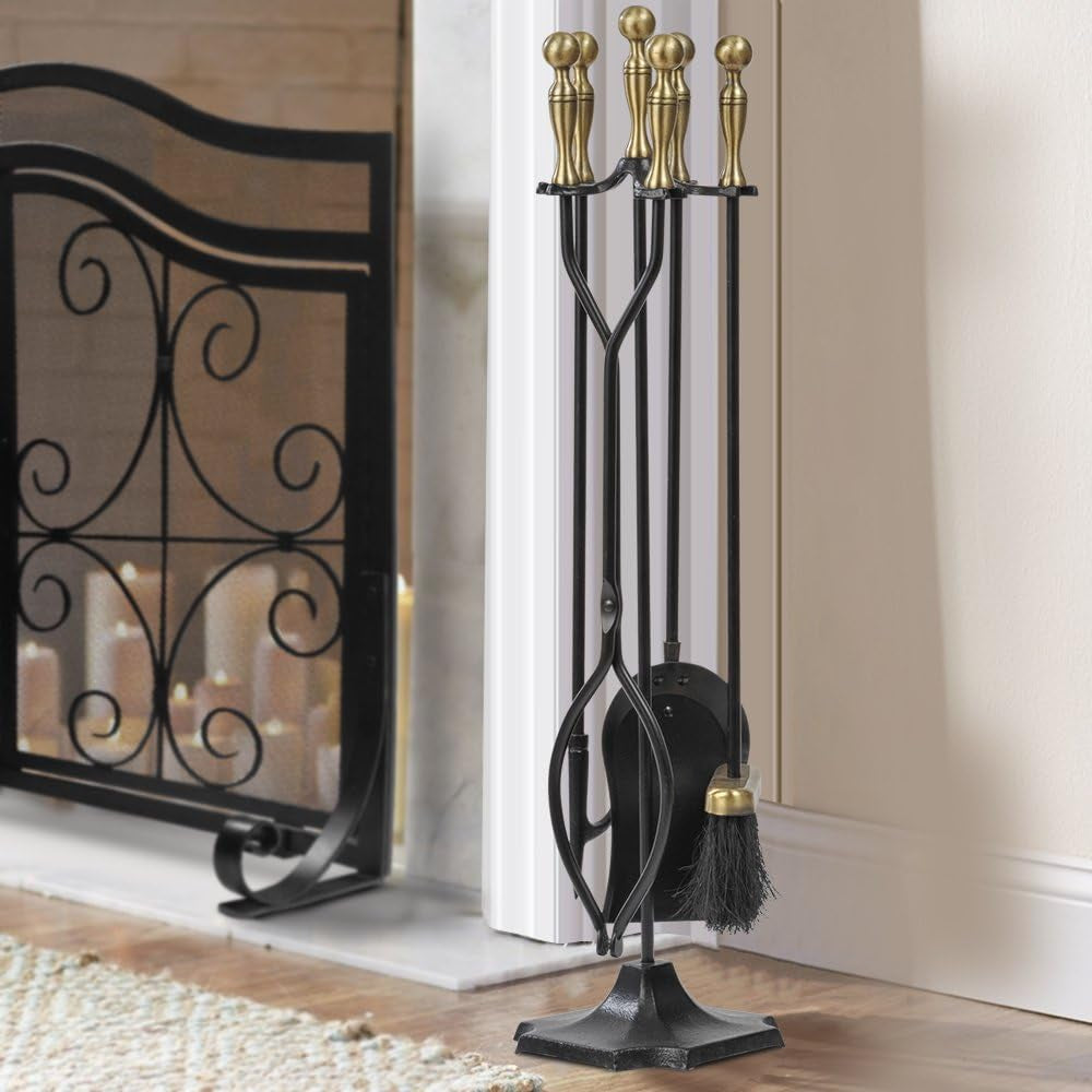 "π₯ Elevate Your Fireside Experience! π₯ Check out this stunning 5-Piece Fireplace Tool Set with Elegant Brass Handles! Perfect for indoor & outdoor fires, featuring rustic tongs, shovel, brush, and poker. Transform your hearth into a cozy retreat! π‘β¨