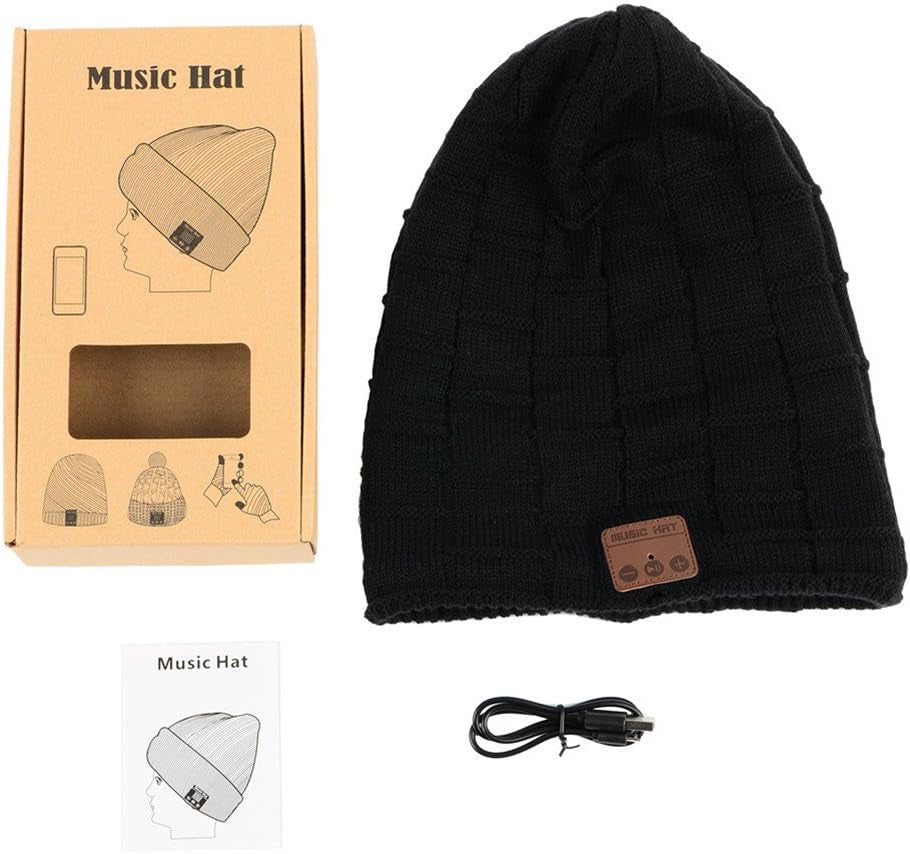 Wireless Music Beanie Hat Winter Soft Warm Knit Cap with Stereo Headset Speaker Mic Hands-Free for Men Women Outdoor Sports