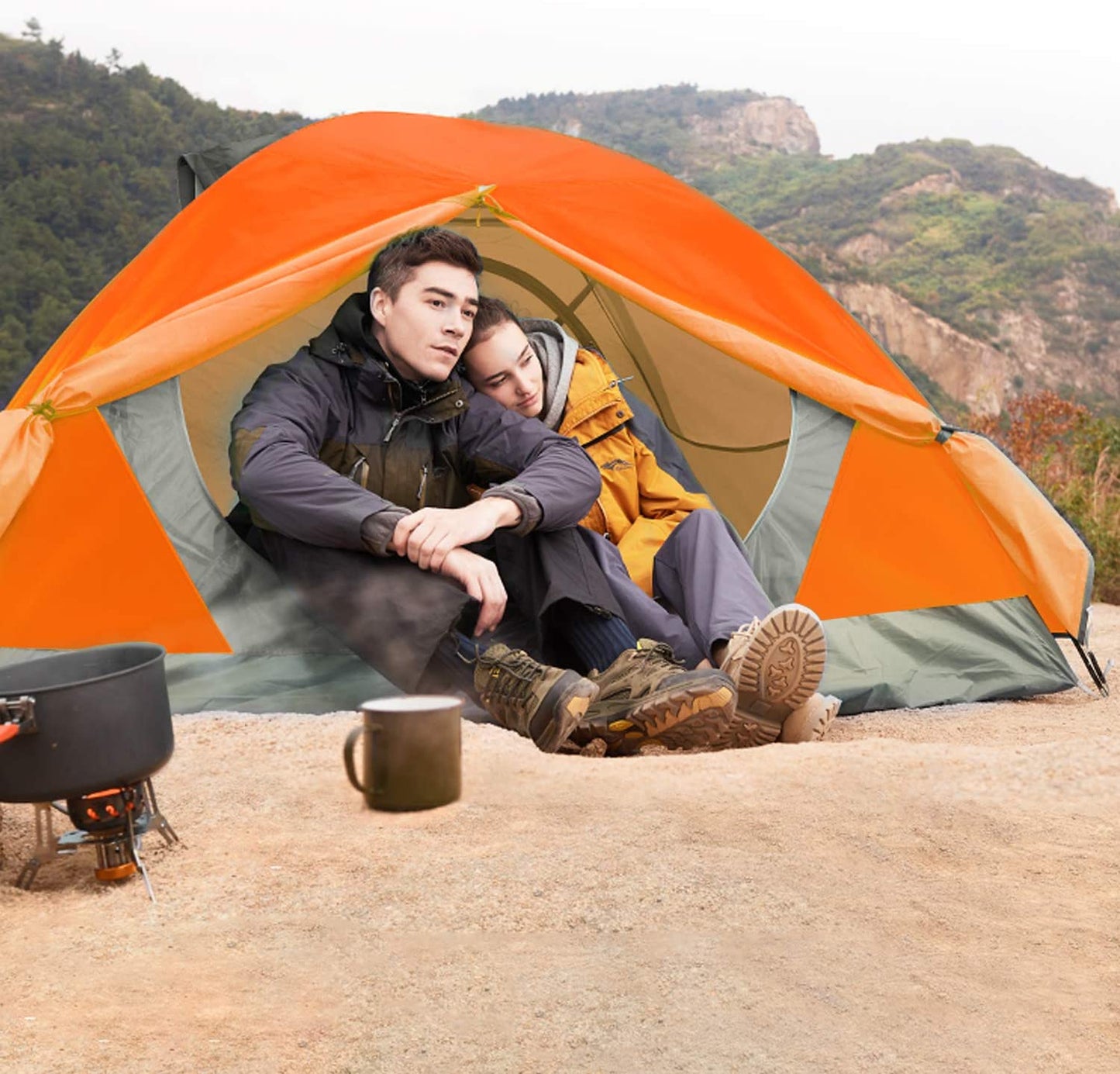 "Ultimate 2-4 Person Lightweight Camping Tent - Waterproof, Windproof, Easy Setup with Double Doors - Perfect for Family Adventures, Hiking, and Travel!"