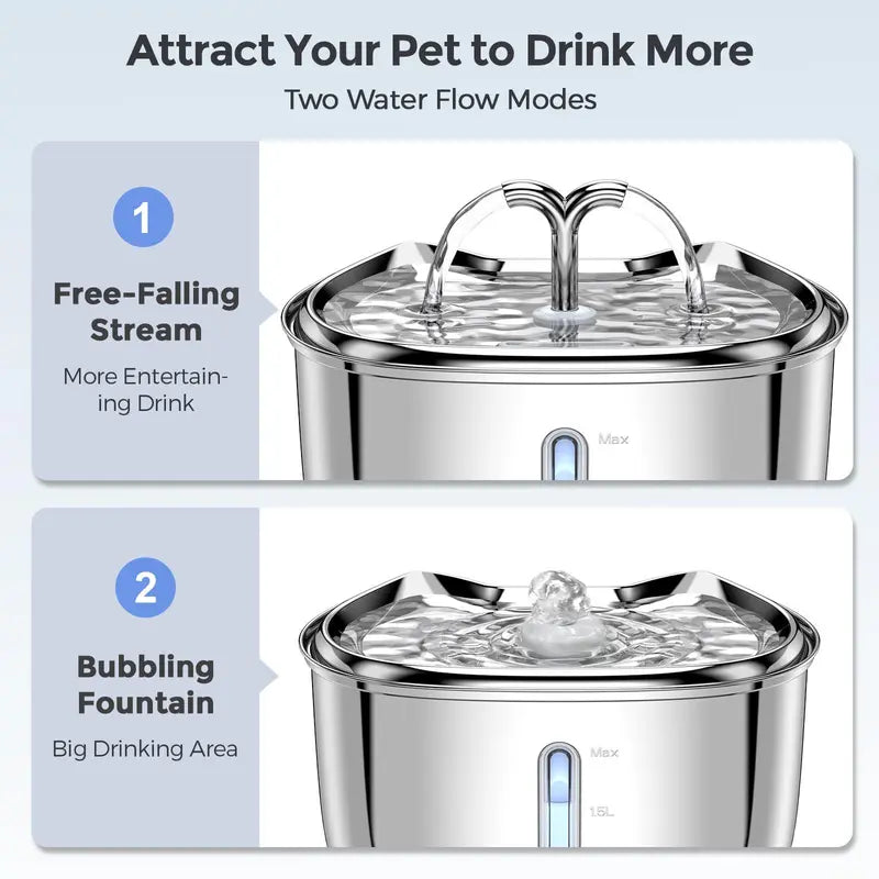 Stainless Steel Dual Outlet Pet Water Fountain, Cat Fountain, Pet Water Dispenser, Large Capacity Pet Drinking Bowl for Cats and Dogs, Pet Drinking Water Machine, Summer Essentials for Kitten