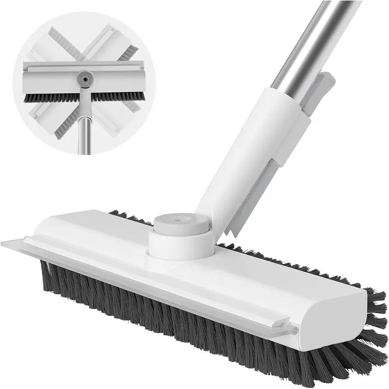 Floor Scrub Brush with Long Handle, Cleaning Brush,3 in 1 Scrape and Heavy-Duty Stiff Bristle Scrubber Brush for Cleaning Shower Bathroom, Patio, Garage, Kitchen, Wall and Deck,Mother'S Day Gift