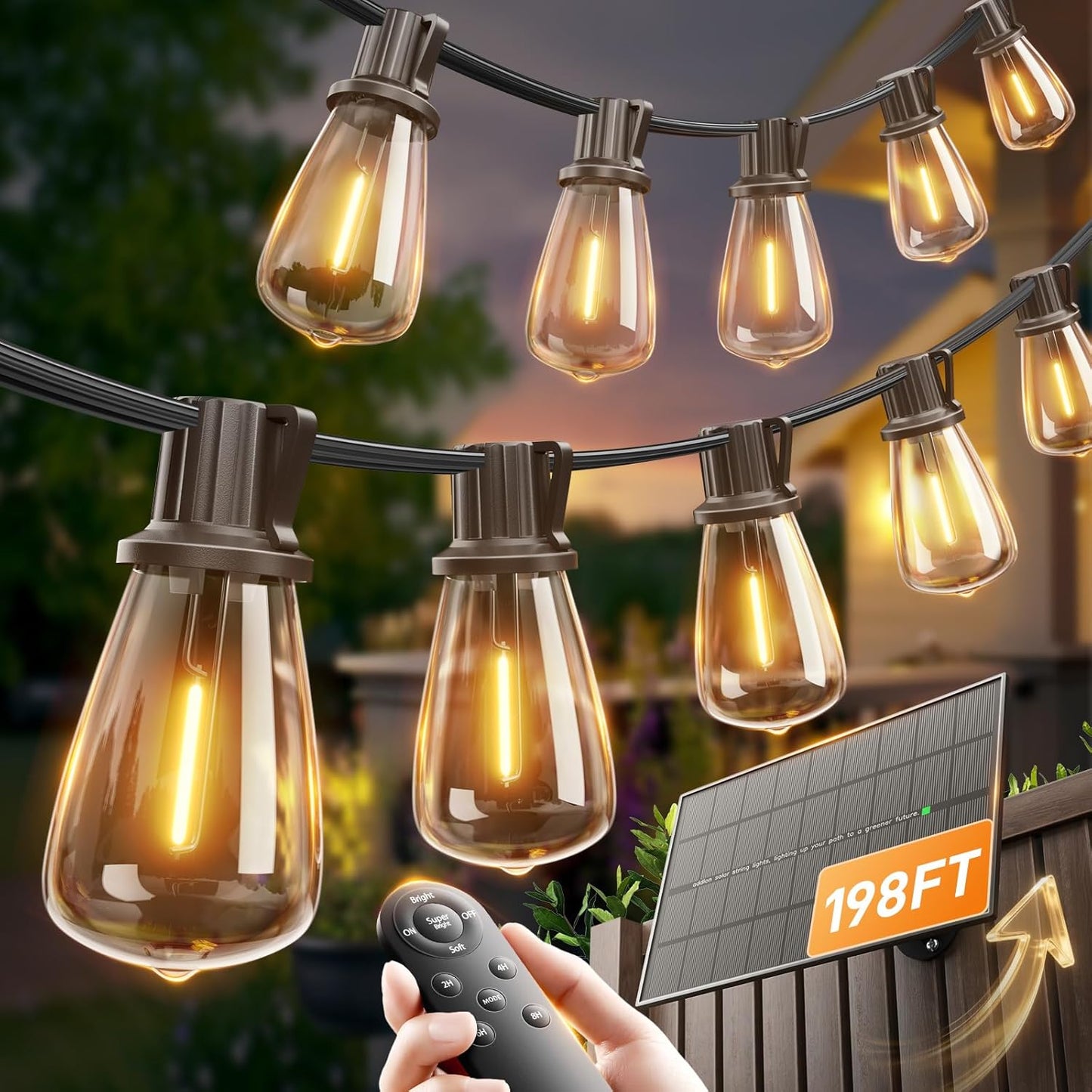 Transform Your Outdoor Space with 102FT Solar String Lights - Remote Controlled, Waterproof, and Dimmable for Ultimate Ambiance