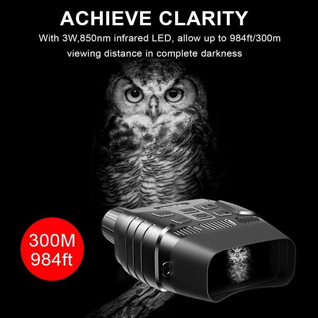 B1 Night Vision Goggles Binoculars with LCD Screen, Infrared (IR) Digital Camera, Dual Photo + Video Recording for Spotting, Hunting, Tracking up to 300 Meters (Black)