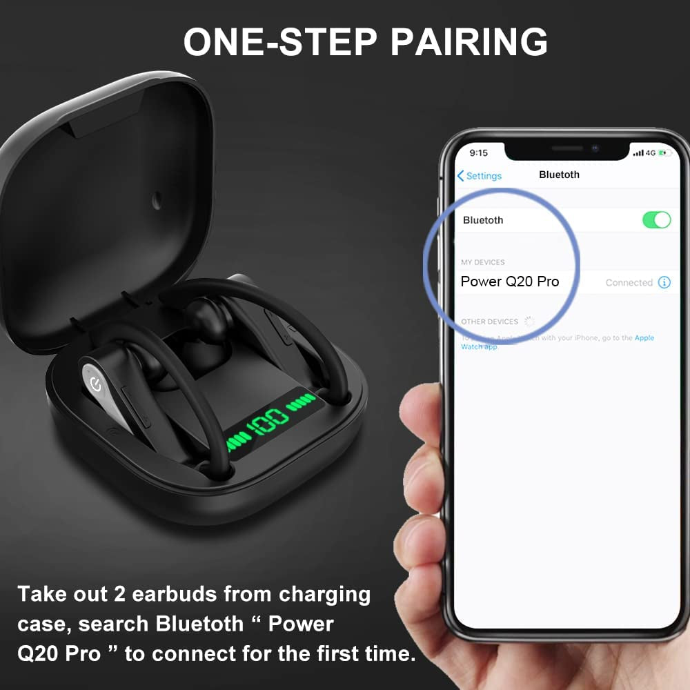 Wireless Earbuds, Bluetooth 5.1 Headphones Sport Wireless Earphones in Ear Noise Cancelling Earbuds with Mic Deep Bass Sport Earhooks IP7 Waterproof 40H Playtime Headset for Running Sport Gym-New Ver.