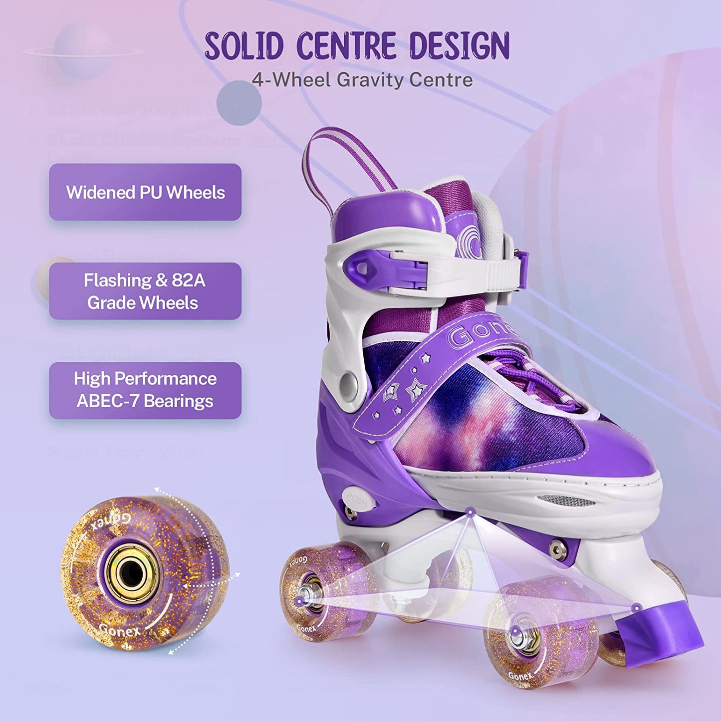 Roller Skates for Girls Kids Boys Women with Light up Wheels and Adjustable Sizes for Indoor Outdoor