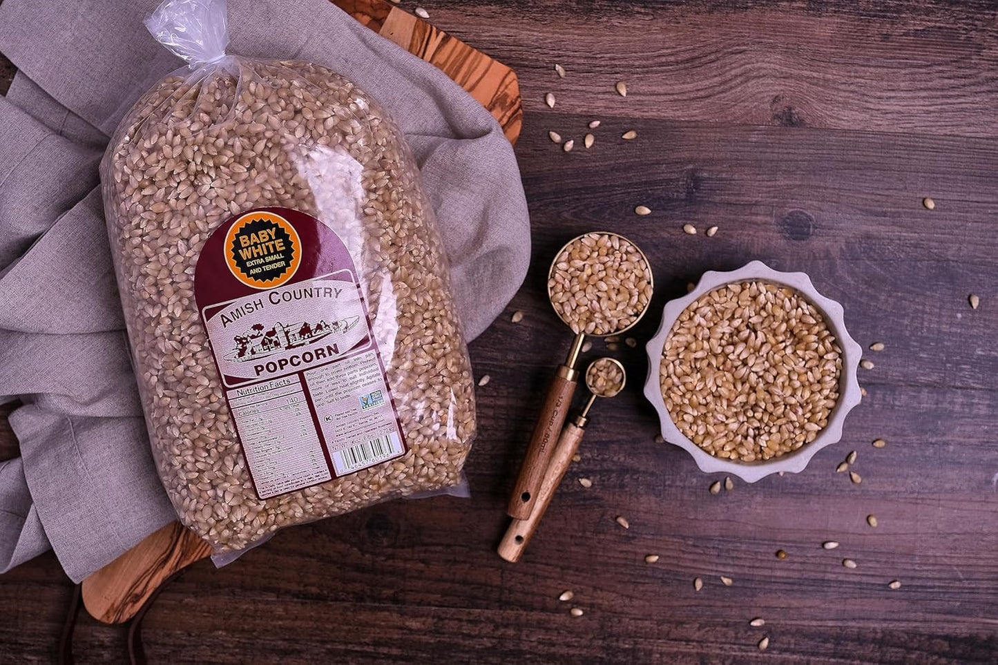 | Baby White Popcorn Kernels | Small and Tender | Old Fashioned, Non-Gmo and Gluten Free (6 Lb Bag)