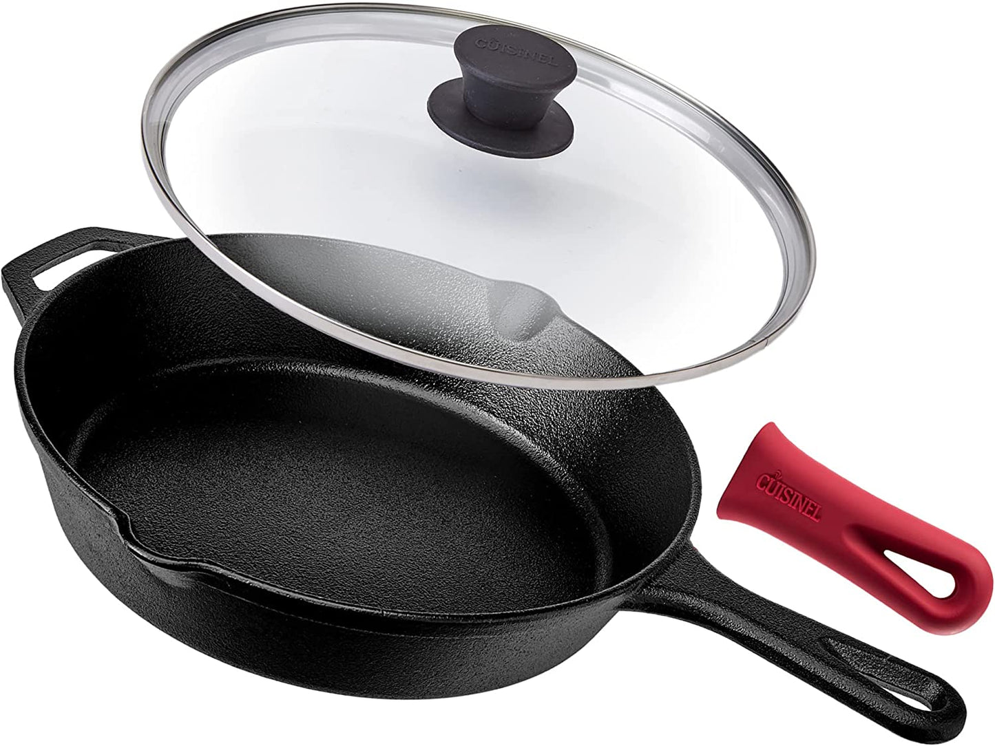 "Ultimate Cast Iron Skillets Set - Pre-Seasoned 12", 10", & 8" Frying Pans with Silicone Grip Covers - Versatile Cookware for Indoor/Outdoor Cooking, BBQ, Oven, and More!"