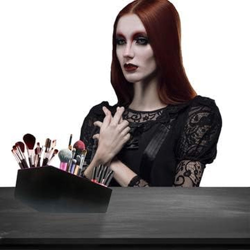Purple Coffin Makeup Brush Holder |3-Compartment Vanity Organizer and Desk Storage for Lipstick & Eyeshadow Pen| Skincare Cosmetic Display Cases for Bathroom