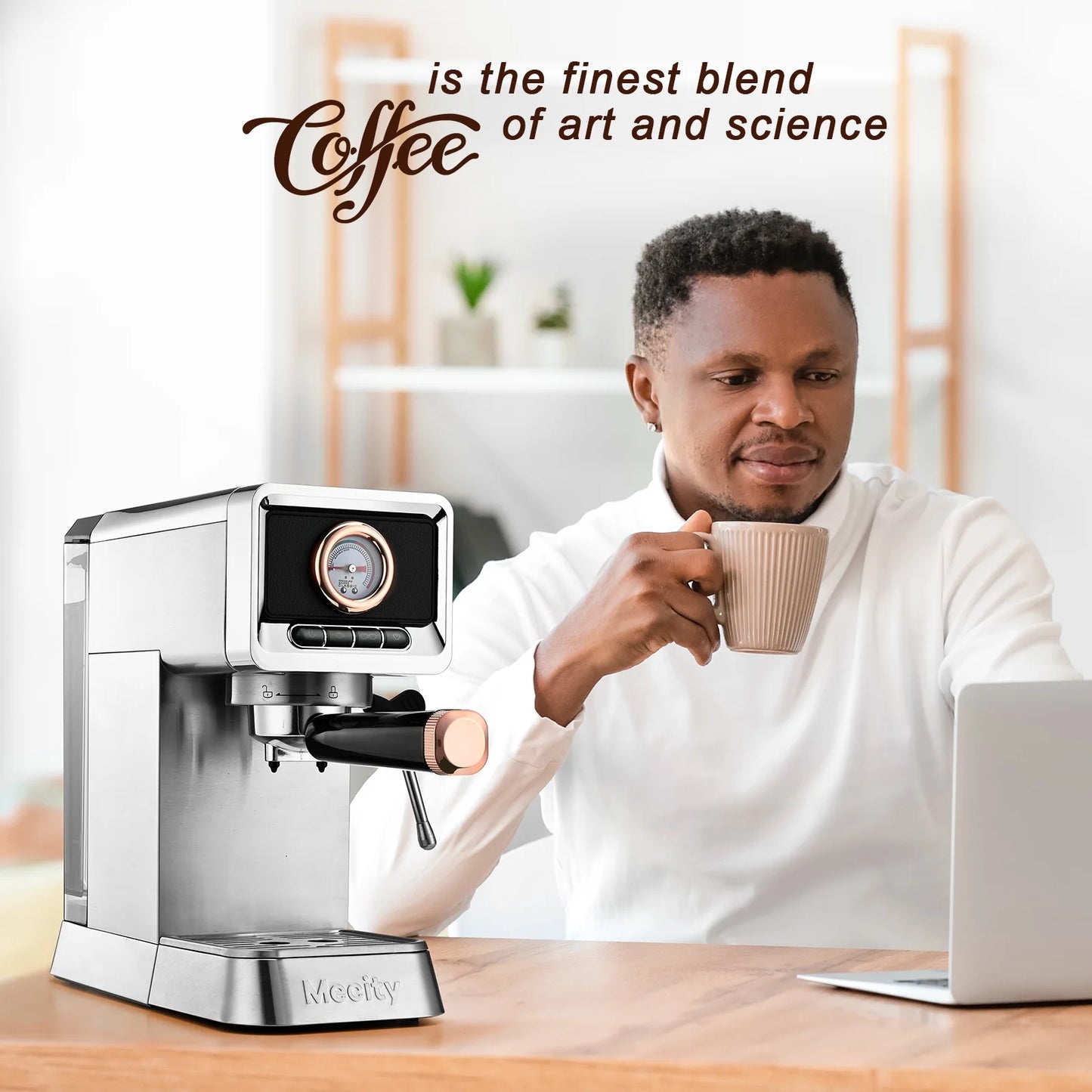 20 Bar Espresso Machine with Milk Frother, Brushed Stainless Steel Shell, 37 Fl.Oz Water Reservoir, Coffee Maker for Espresso, Latte, Mocha, Americano. 1400W, Silver