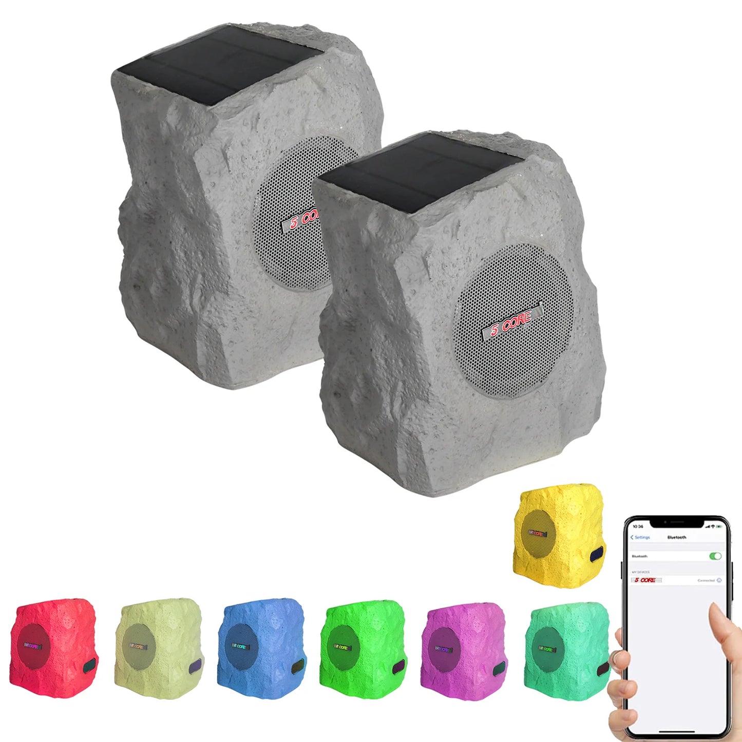 5Core Outdoor Speakers Bluetooth Waterproof Wireless Linkable TWS 10W Pool Patio Garden Rock Subwoofer
