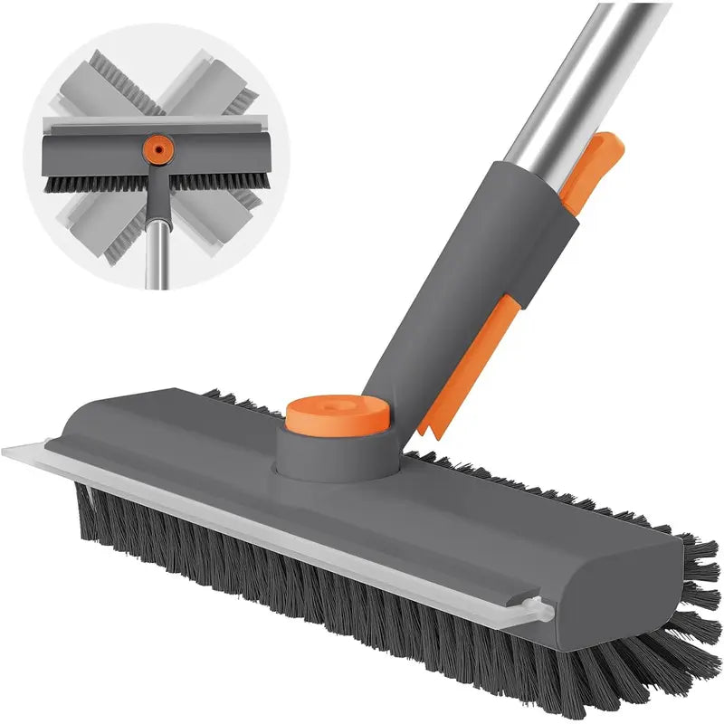 Floor Scrub Brush with Long Handle, Cleaning Brush,3 in 1 Scrape and Heavy-Duty Stiff Bristle Scrubber Brush for Cleaning Shower Bathroom, Patio, Garage, Kitchen, Wall and Deck,Mother'S Day Gift